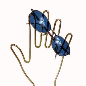 Fossil Retro Oval Sunglasses Small Blue Lenses Hippie ViTG Bronze Tone Frames